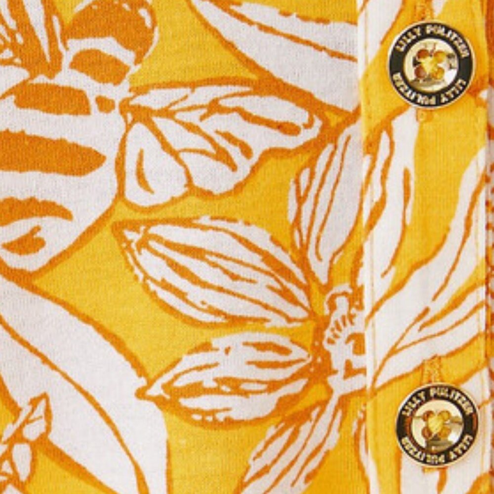 Lilly Pulitzer Bingley Dress Honeycomb Hideaway Yellow Floral Shirt Dress Small - Picture 8 of 10